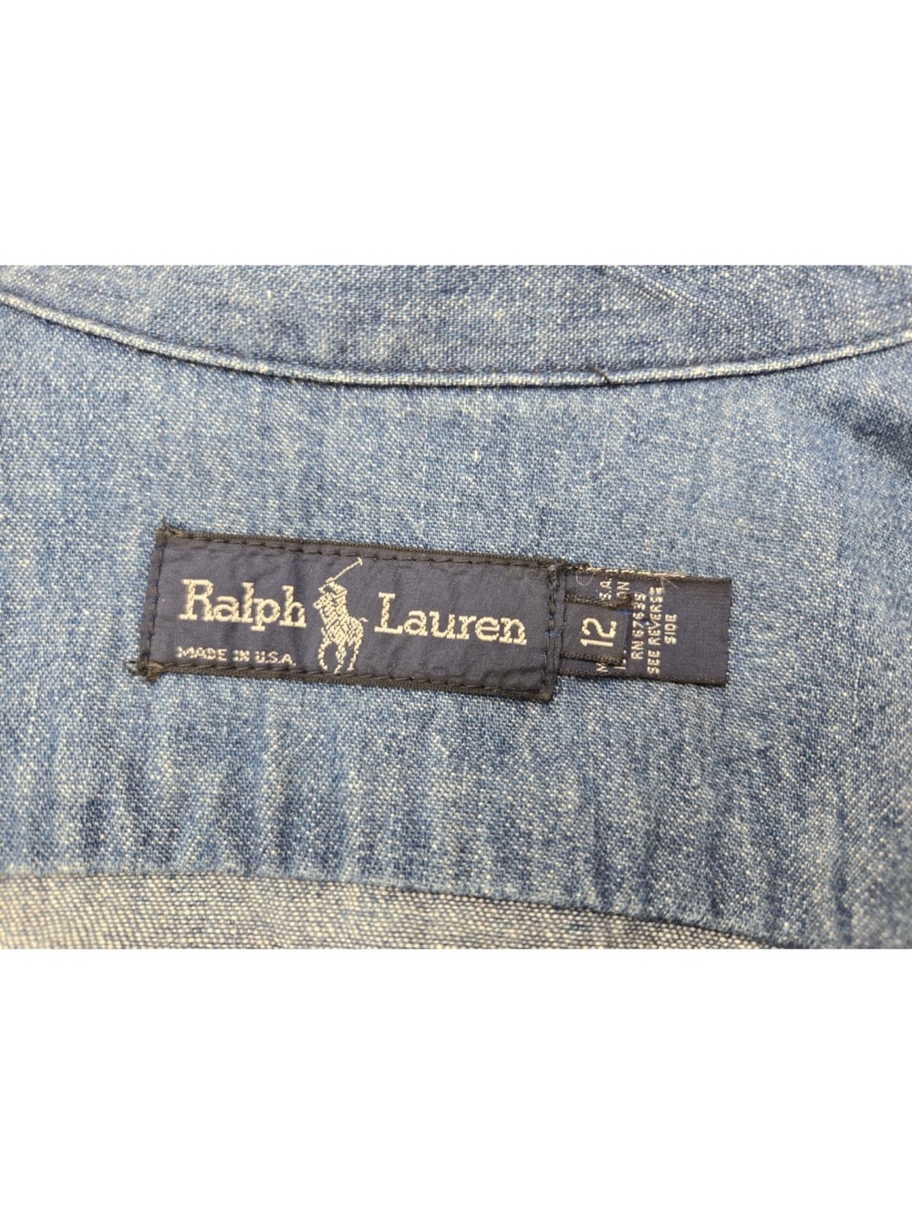 Vintage Ralph Lauren Denim Button Down Maxi Dress Duster Made In USA Size 12 - Picture 4 of 13